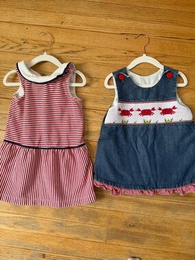 2T Summer Dress Bundle 2pc Janie & Jack Red White Blue Toddler Girl